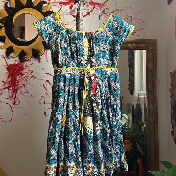 Ankara Dress Handmade Colorful Graphic Print Mini Dress Free Size - Picture 16 of 16